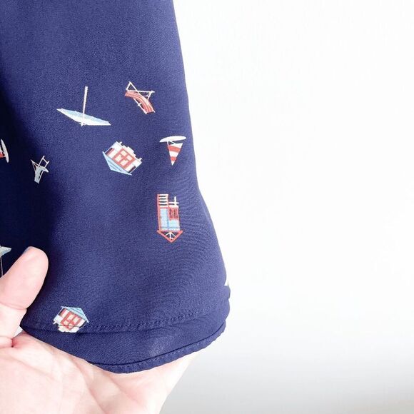 Reitmans Women's Scoop Neck Printed Sleeveless Chiffon Blouse Top Navy Size 2X - Picture 5 of 7